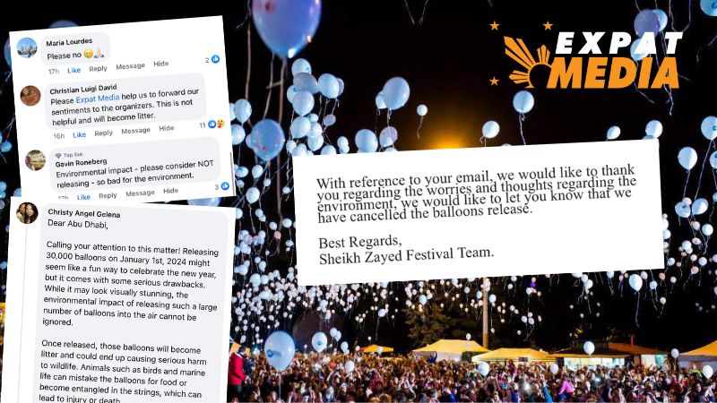 Abu Dhabi cancels 30,000-balloon release for New Year after UAE residents decry plan