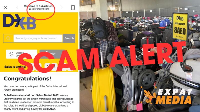 fake ad on Dubai Airport lost luggage