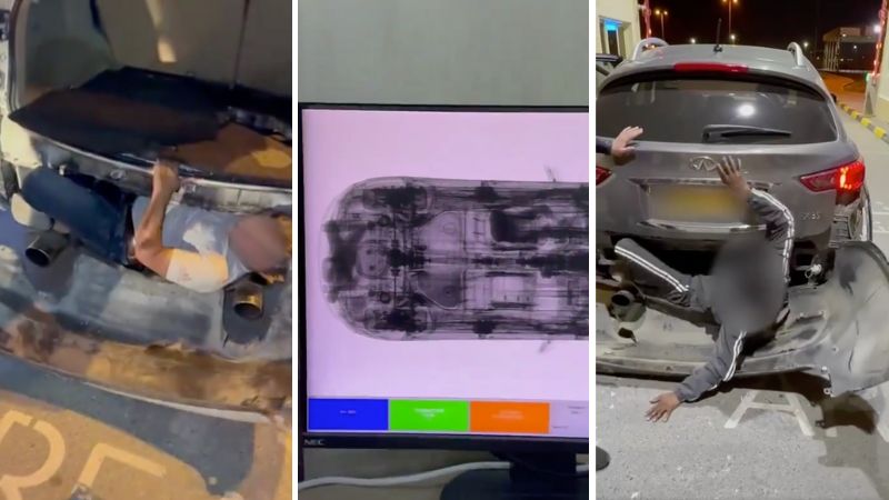 Watch: Sharjah arrests two illegals hiding under SUV trunk