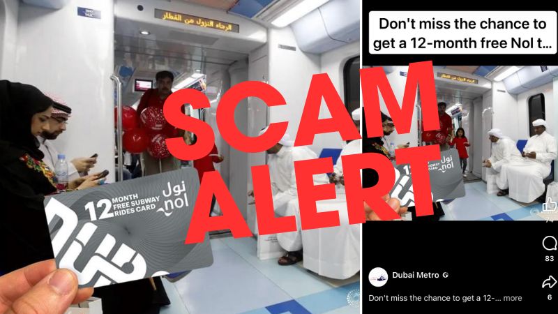 Free Dubai Metro Nol card? It’s a scam