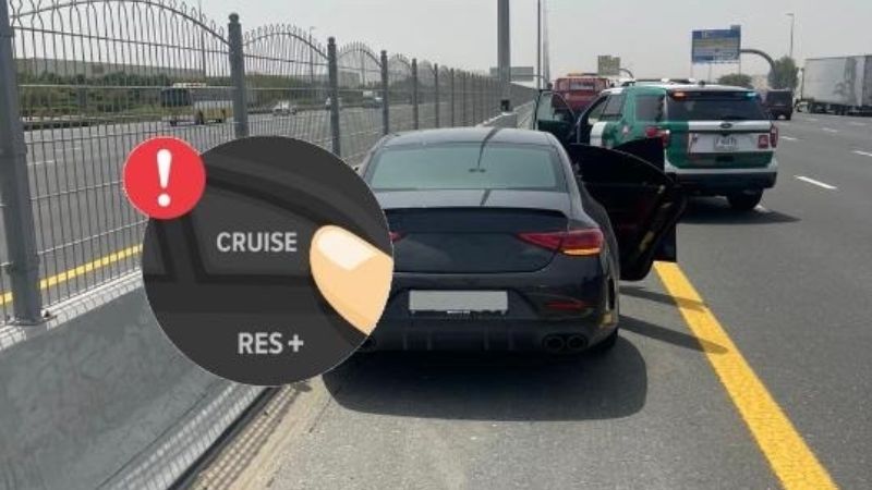 Driver rescued by Dubai Police after losing control of car