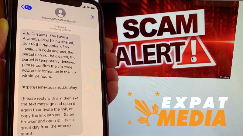 Fake Aramex package SMS scams UAE residents new