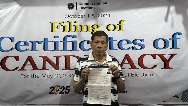 Former Philippine President Duterte to run for Davao mayor