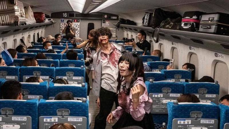 'Zombies' take over Japan's bullet train