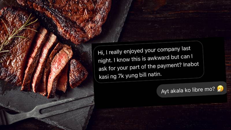 Viral post over ₱7,000 steak bill sparks etiquette debate: Who should pay on a date?