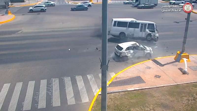 Watch: Car runs red light in Abu Dhabi, causes horrific crash with minibus