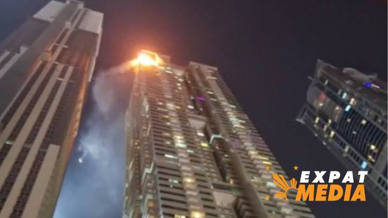Fire breaks out at Marina Pinnacle tower in Dubai Marina