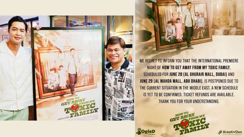 Ogie Diaz, Zanjoe Marudo postpone UAE premieres of How to Get Away from My Toxic Family