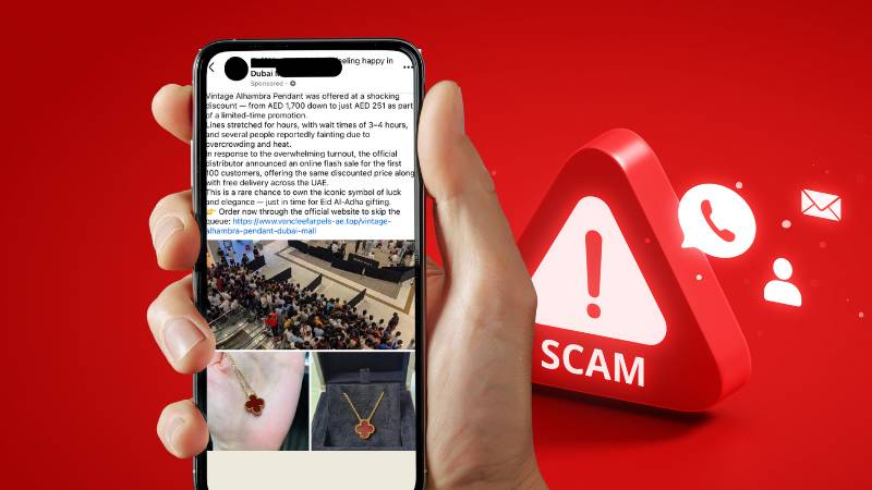 Fake Van Cleef & Arpels ad scams UAE residents with Dh251 pendant offer