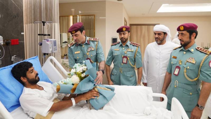 Ras Al Khaimah Police visit injured patrol driver
