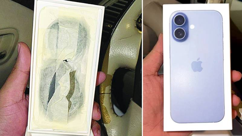 iPhone 17 box filled with stones dupes buyer in Al Ain