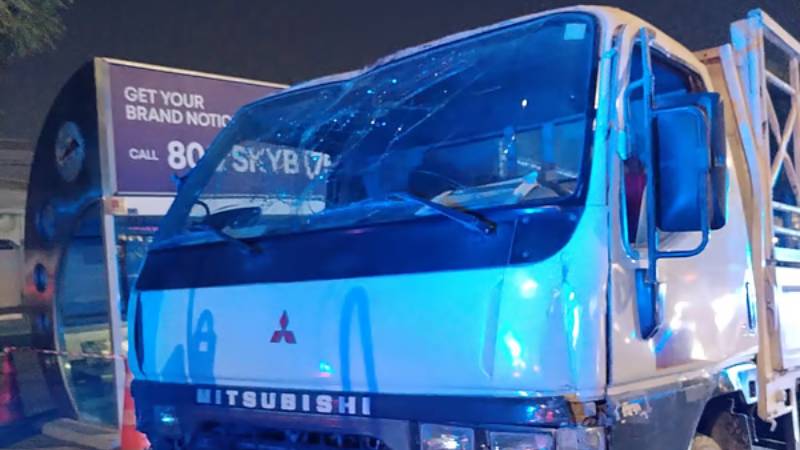 Two injured as truck crashes into Dubai bus stop after driver loses control