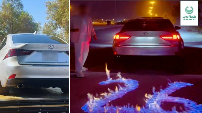 Dubai Police arrest man who set street on fire during dangerous birthday stunt