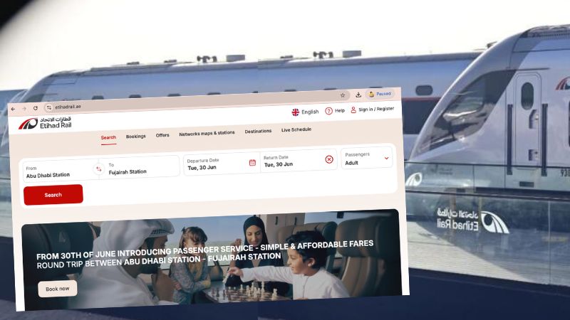 Etihad Rail opens ticket booking for Abu Dhabi-Fujairah passenger train service